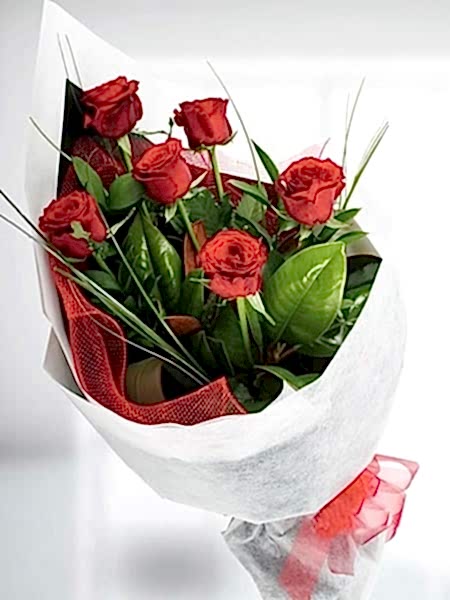 6 Kırmızı Gül Buketi